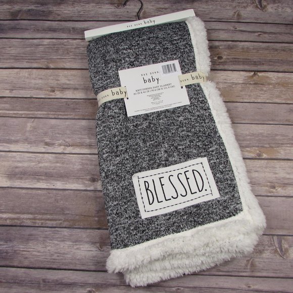 Rae Dunn Other Rae Dunn Baby Blessed Knit Sherpa Plush Baby Blanket